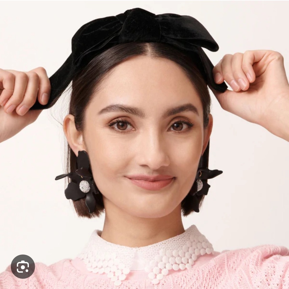 Lele Sadoughi Black Velvet Bow Headband Shirley Style